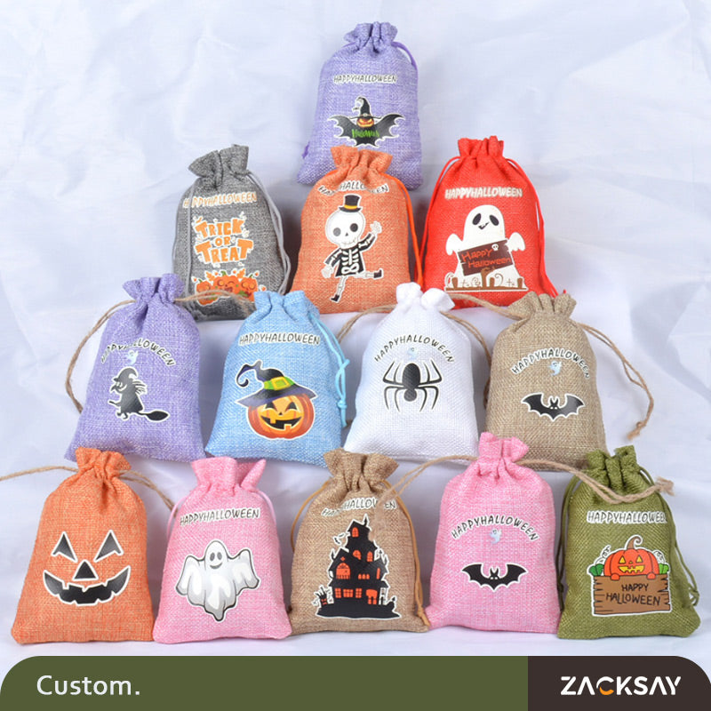 [50pcs]Colorful festival cloth bag /LOGO custom mock linen bag